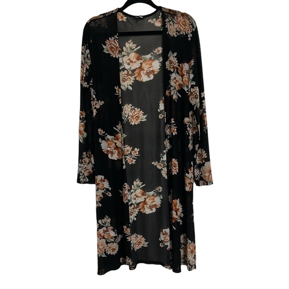 FASHION NOVA Black Floral Semi-Sheer Mesh Duster Cardigan 2X - Picture 4 of 12